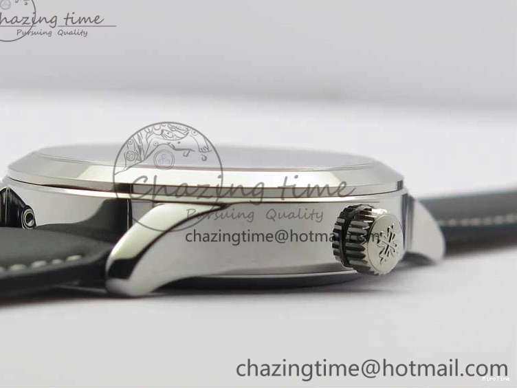 MIROTIME 0122 Practical Calatrava 5524 Pilot Travel Time SS GRF Blue Dial on Black Leather Strap A324 V 7107